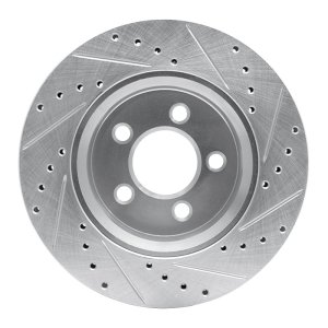 Dodge Nitro Brake Rotor (1) - Front Left - R1 Concepts - Drilled & Slotted - Silver - `07-`12